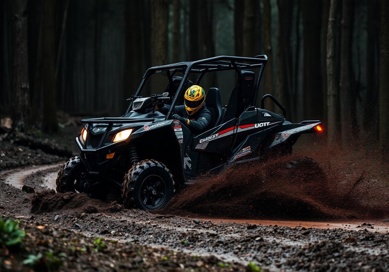 ATV ripping through a forest trail in Innisfil Ontario